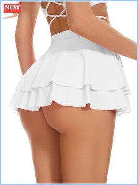 Pleated Mini Skirt Short Ruffle Layered Rave Skirt